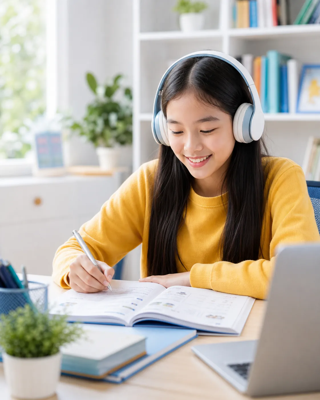 Học viên luyện nghe và học tiếng Anh tại nhà
